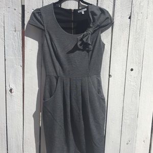 Gray Business Casual Mini Dress with Pockets